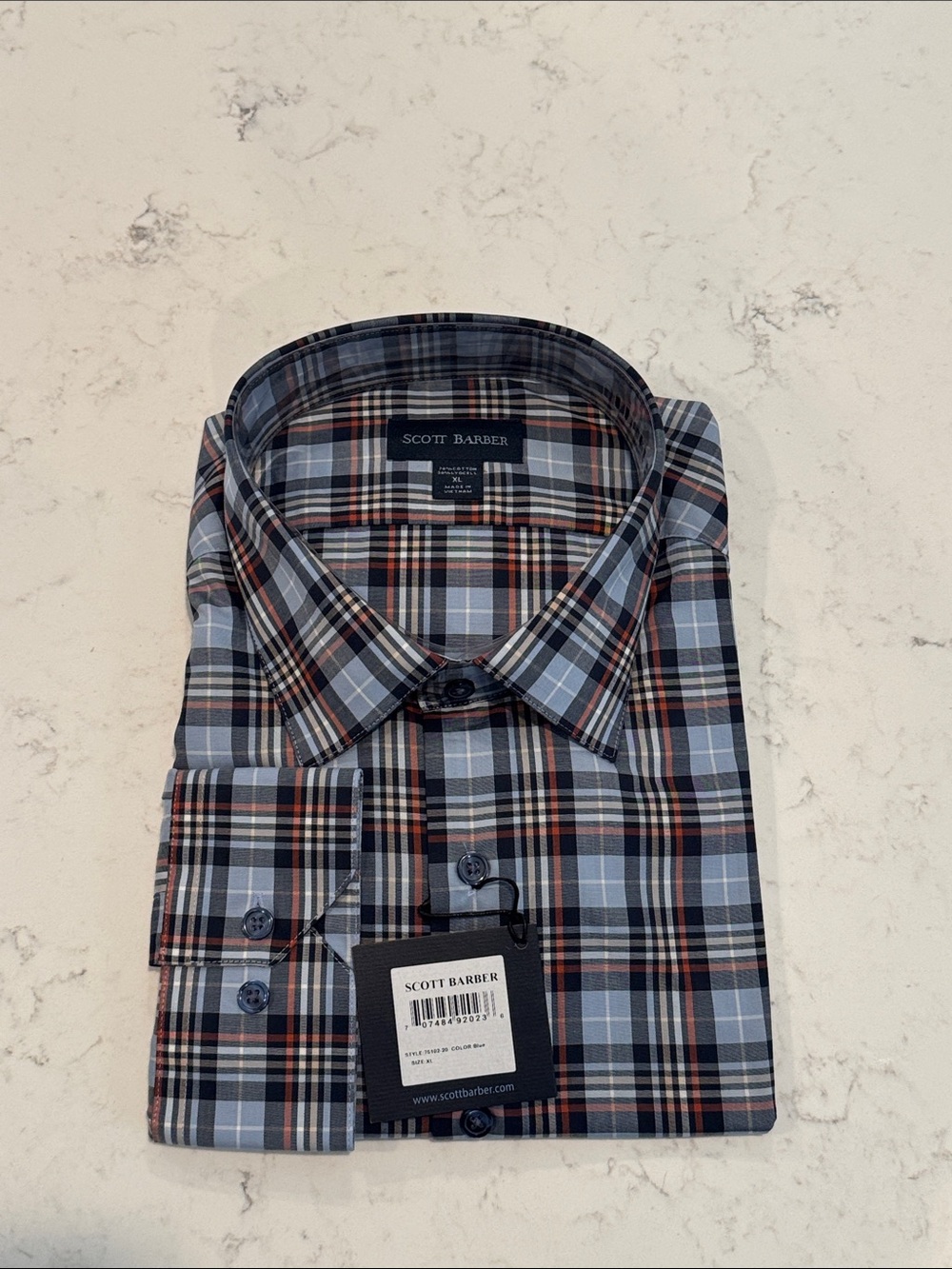 Men’s Blue Plaid Button-Up Shirt